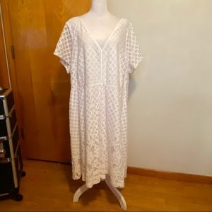 “Lane Bryant” white lattice lace dress
